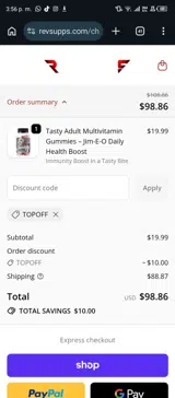 Topoff coupon verification screenshot