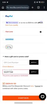 10OFFTSM coupon verification screenshot