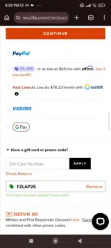 FZLAP25 coupon verification screenshot