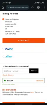 CLEAN coupon verification screenshot