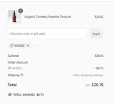 SAVE25 coupon verification screenshot