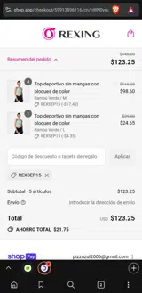 REXSEP15 coupon verification screenshot