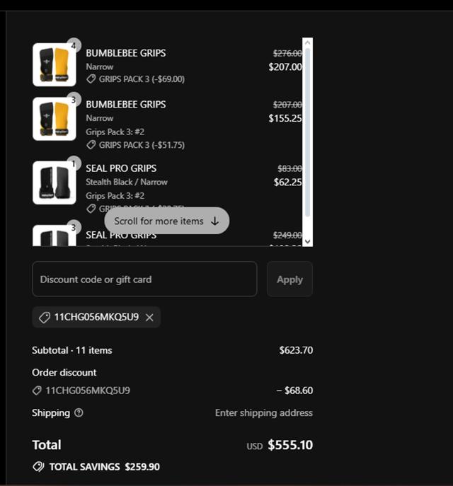 Reyllen Fitness checkout page showing Reyllen Fitness discount code box | Screenshot taken by SimplyCodes community member on Sep 7, 2025
