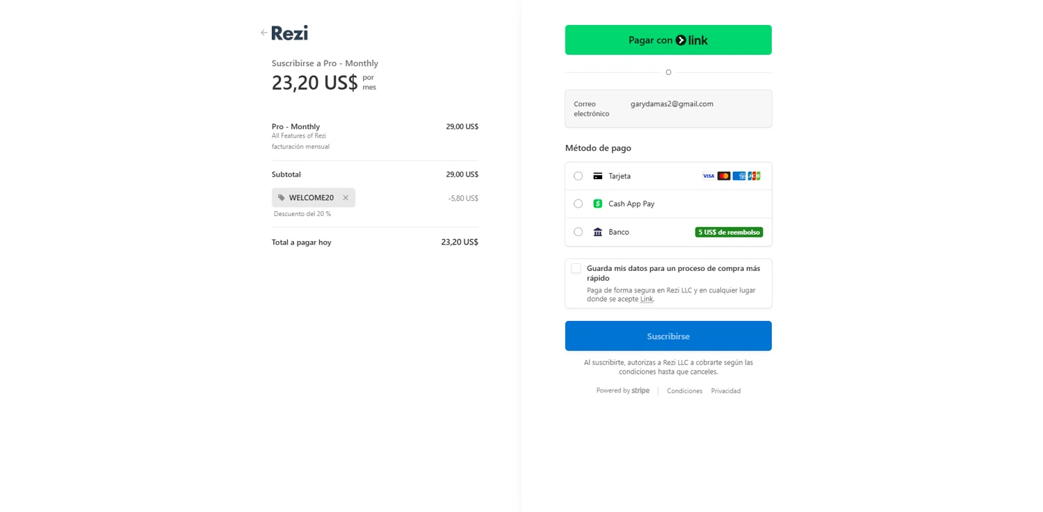 Rezi checkout page showing Rezi promo code box | Screenshot taken by SimplyCodes community member on Jan 9, 2026