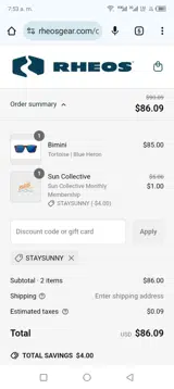 STAYSUNNY coupon verification screenshot