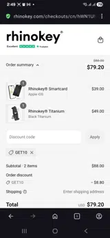 Get10 coupon verification screenshot