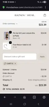 Cart10 coupon verification screenshot