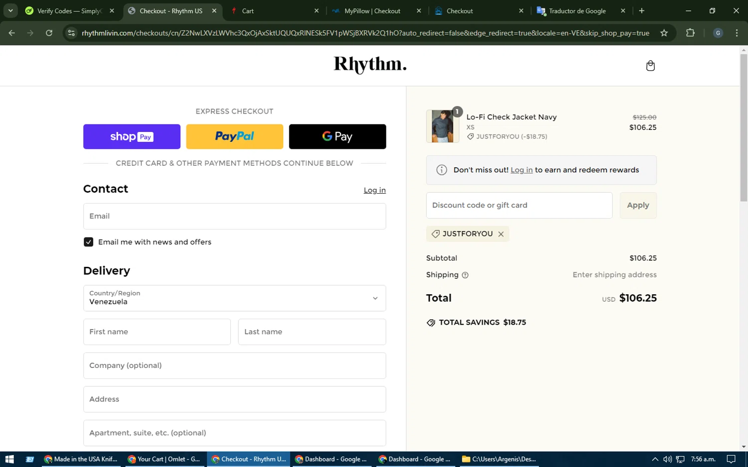 Rhythm Livin promo code screenshot showing code justforyou applied at Rhythm Livin checkout page. Uploaded by SimplyCodes community member TOUSEN on Feb 11, 2025