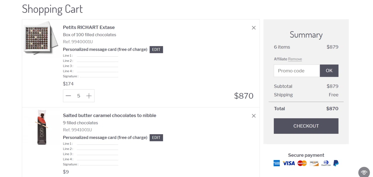 where to use Richart promo code box