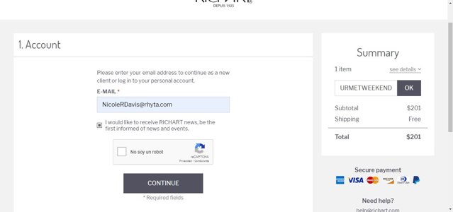 Richart checkout page showing Richart promo code box | Screenshot taken by SimplyCodes community member on Dec 22, 2023
