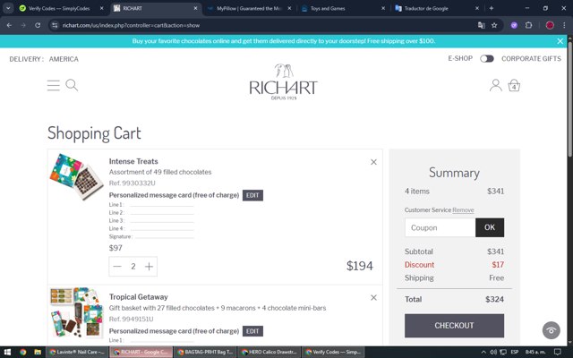 Richart checkout page showing Richart promo code box | Screenshot taken by SimplyCodes community member on Jul 11, 2025