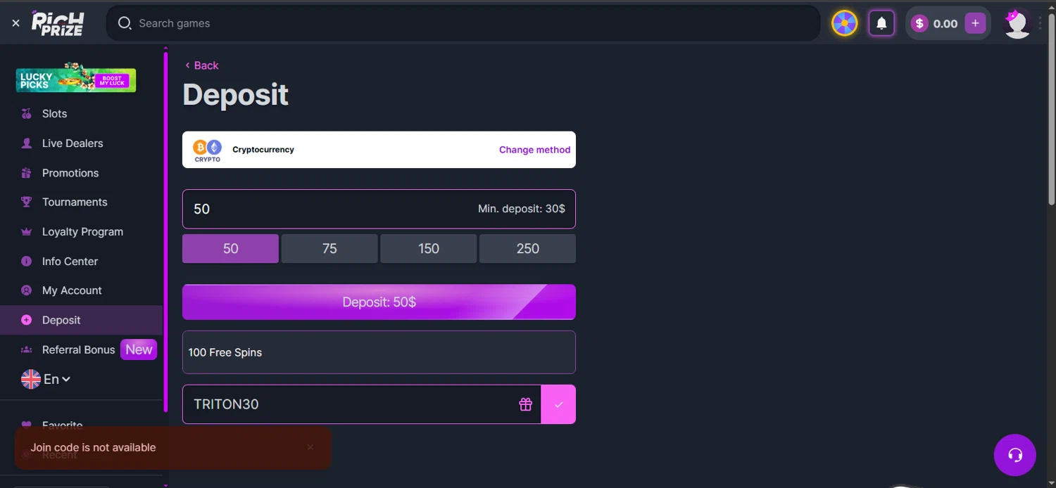 RichPrize promo code screenshot showing code TRITON30 applied at RichPrize checkout page. Uploaded by SimplyCodes community member rapiddeals on Aug 16, 2025
