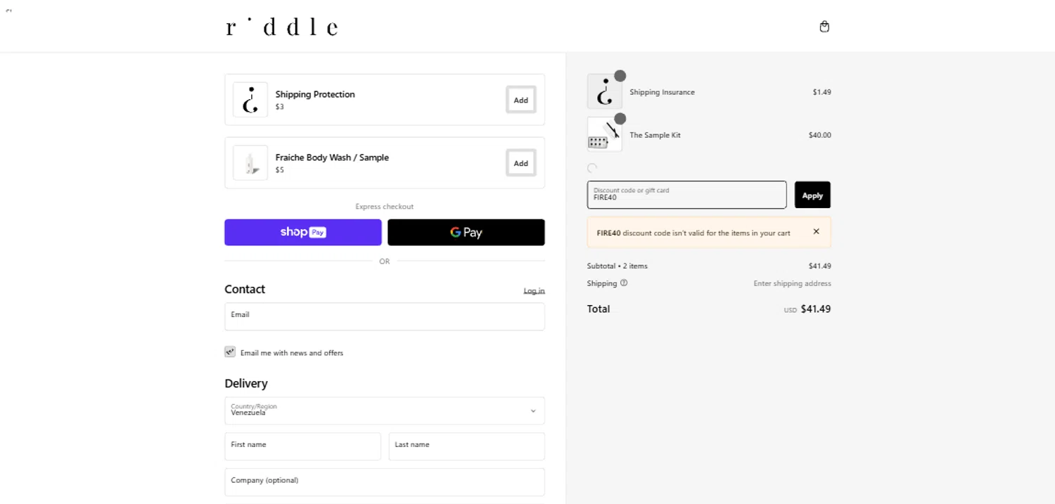 where to use Riddle Oil promo code box