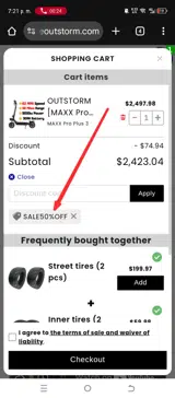 Sale50%OFF coupon verification screenshot
