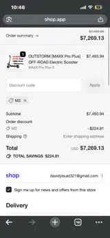 M3 coupon verification screenshot