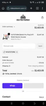 WHATSTORM coupon verification screenshot