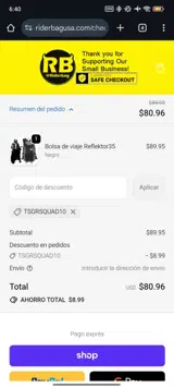 TSGRSQUAD10 coupon verification screenshot