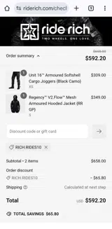 rich.rides10 coupon verification screenshot