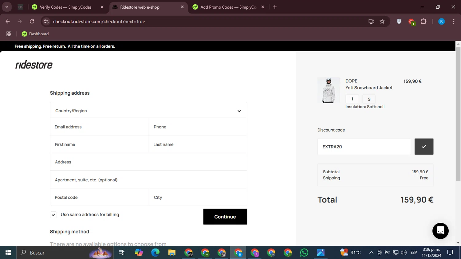 RideStore checkout page showing RideStore discount code box | Screenshot taken by SimplyCodes community member on Dec 11, 2024
