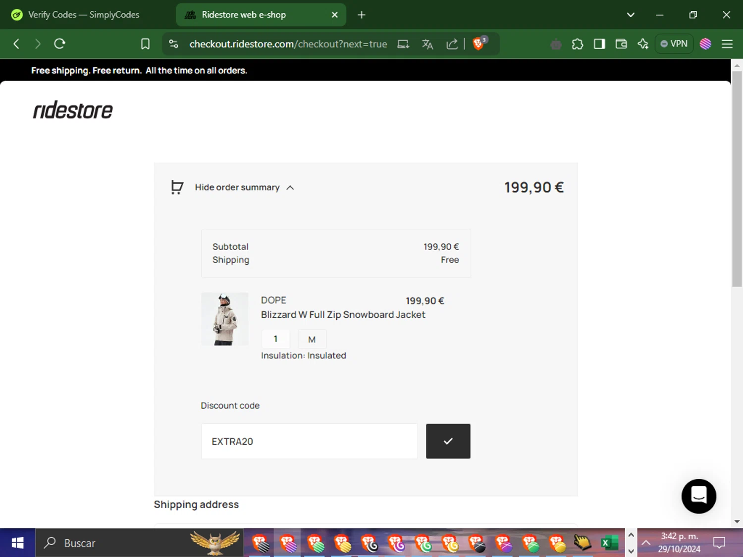 RideStore checkout page showing RideStore discount code box | Screenshot taken by SimplyCodes community member on Oct 29, 2024