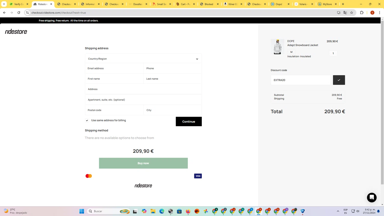 RideStore checkout page showing RideStore discount code box | Screenshot taken by SimplyCodes community member on Nov 27, 2024