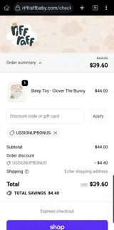 USSIGNUPBONUS coupon verification screenshot