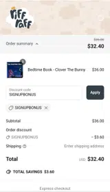 SIGNUPBONUS coupon verification screenshot