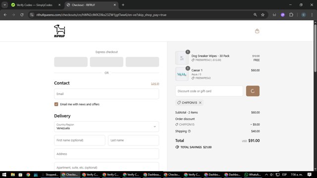 Rifruf checkout page showing Rifruf discount code box | Screenshot taken by SimplyCodes community member on Sep 5, 2025