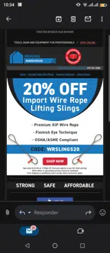 Rigging Warehouse coupon verification screenshot