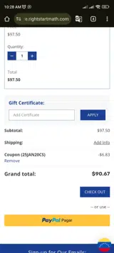 25JAN20CS coupon verification screenshot