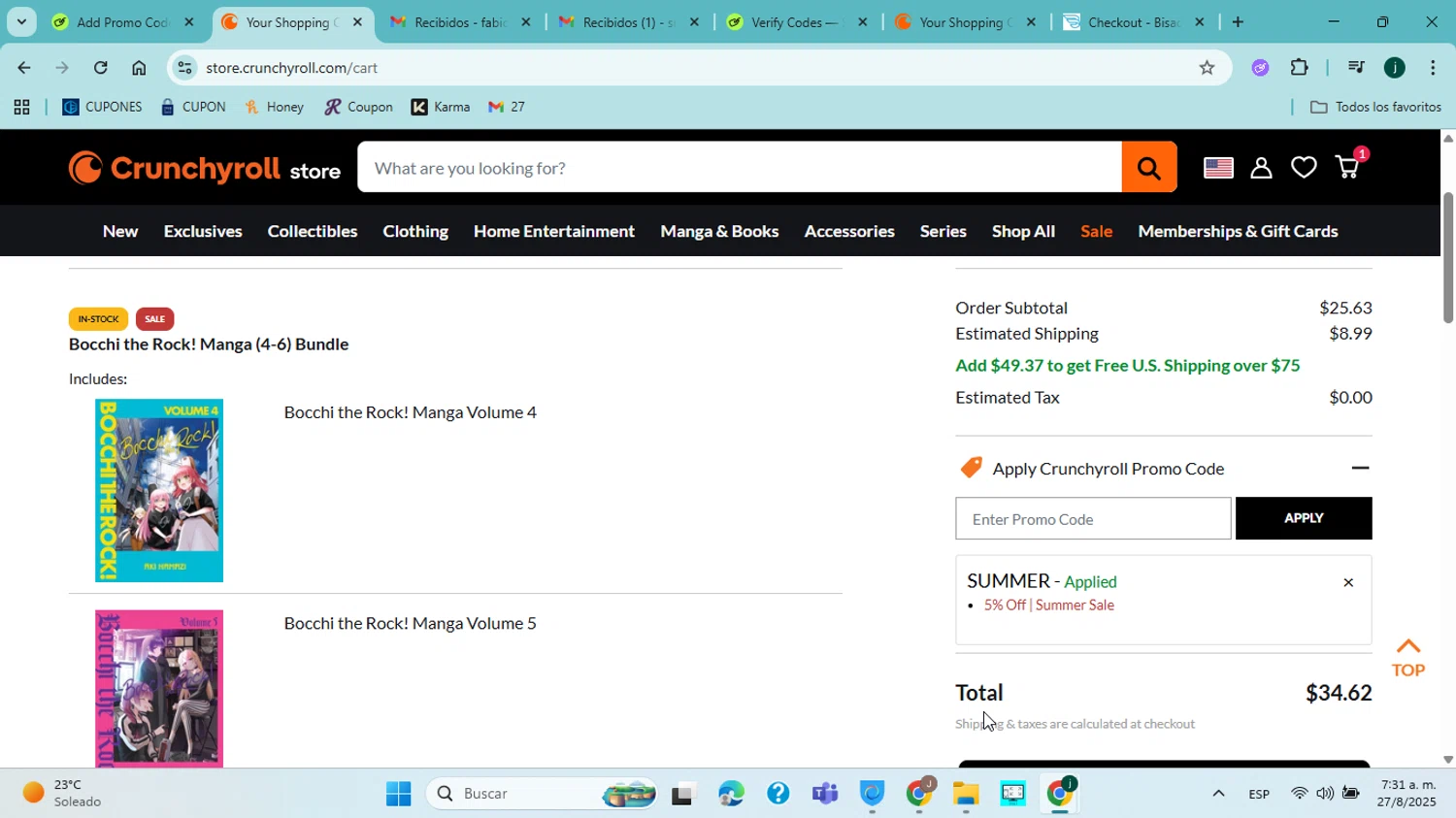 RightStuf promo code screenshot showing code SUMMER applied at RightStuf checkout page. Uploaded by SimplyCodes community member jorgejavierherrera on Aug 27, 2025