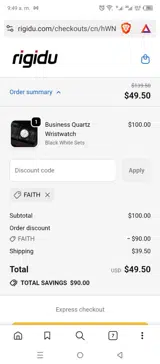 FAITH coupon verification screenshot