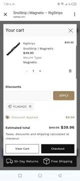 Flash20 coupon verification screenshot