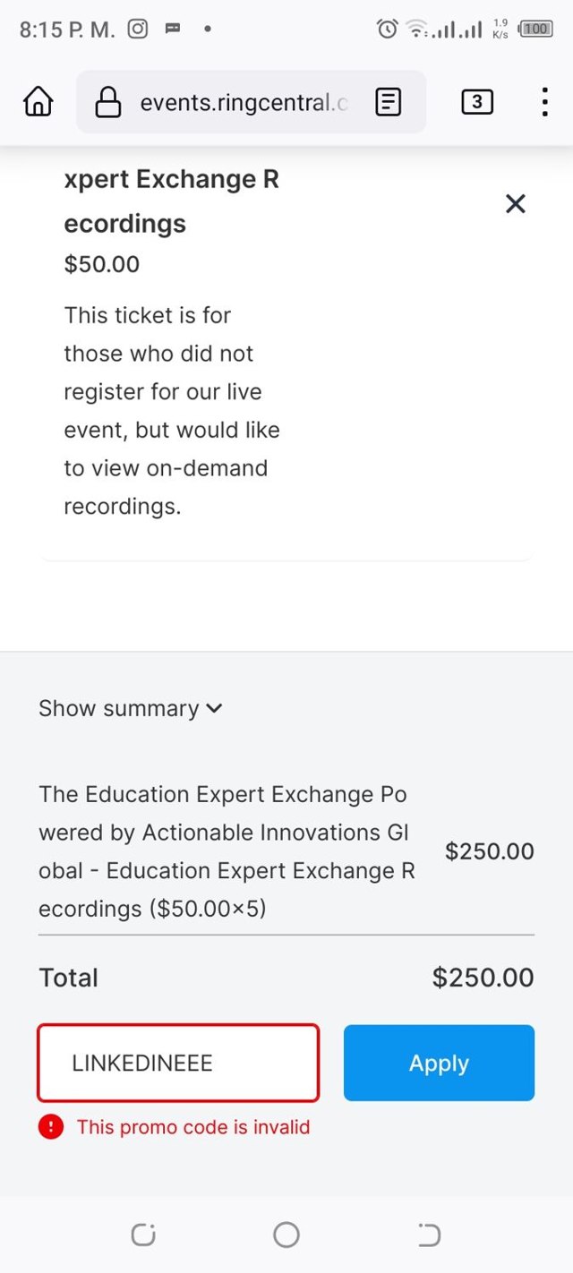 RingCentral checkout page showing RingCentral promo code box | Screenshot taken by SimplyCodes community member on Jul 10, 2024