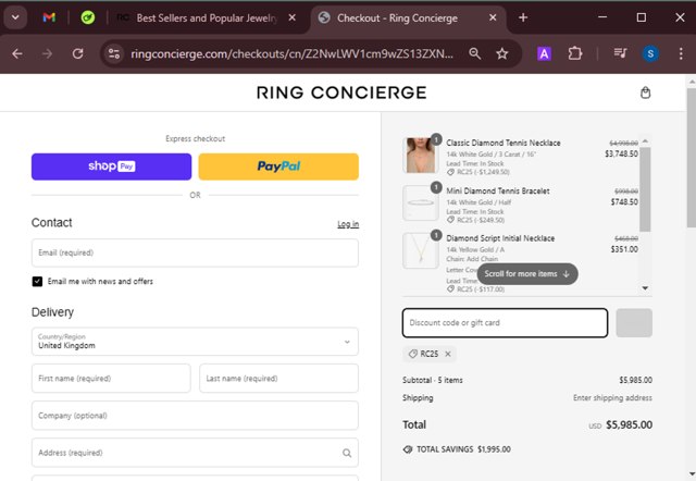 Ring Concierge checkout page showing Ring Concierge discount code box | Screenshot taken by SimplyCodes community member on Mar 6, 2025