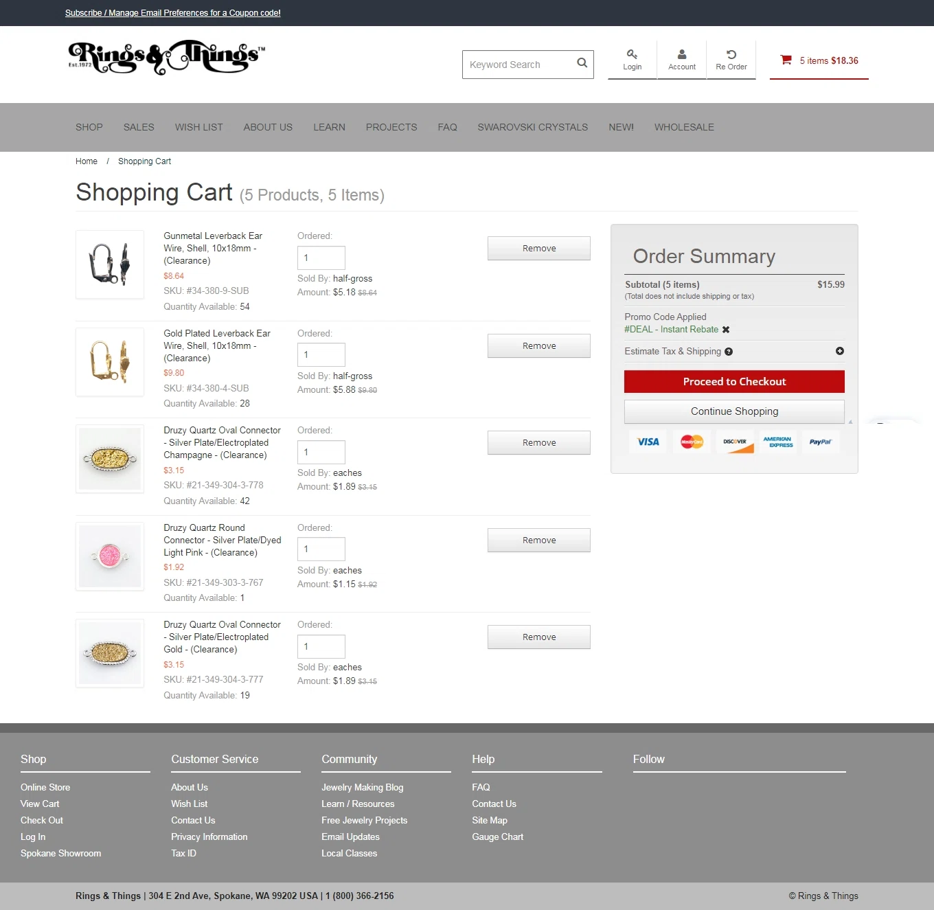 where to use Rings and Things promo code box