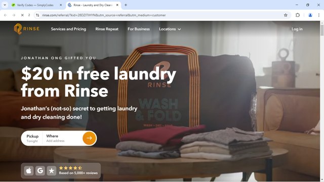 Rinse checkout page showing Rinse promo code box | Screenshot taken by SimplyCodes community member on Jun 28, 2025
