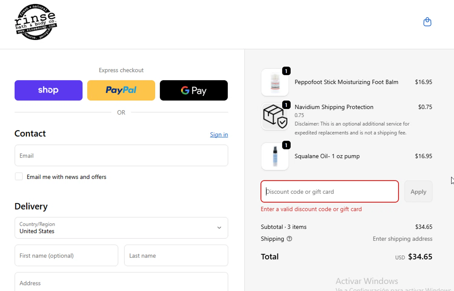 Rinse Bath & Body promo code screenshot showing code bf20off applied at Rinse Bath & Body checkout page. Uploaded by SimplyCodes community member BudgetGuardian5712 on Dec 4, 2025