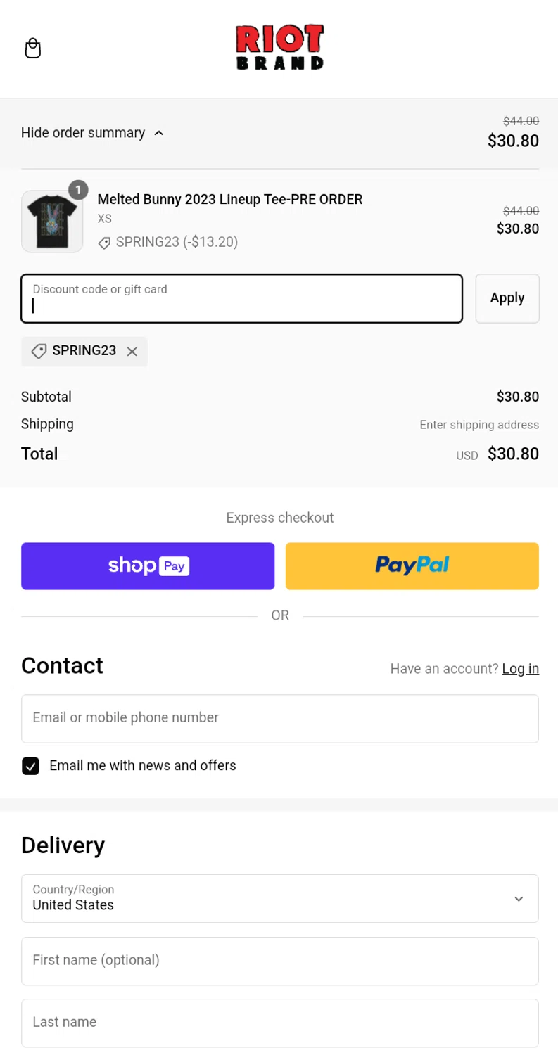 Riot Fest checkout page showing Riot Fest promo code box | Screenshot taken by SimplyCodes community member on Sep 16, 2023