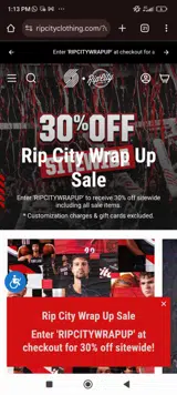 RIPCITYWRAPUP coupon verification screenshot