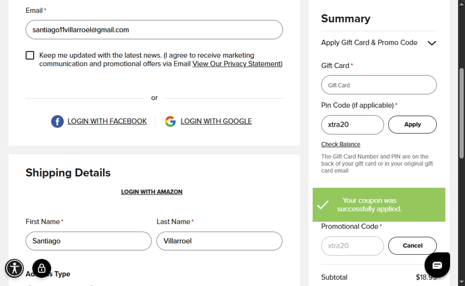 Rip Curl checkout page showing Rip Curl promo code box | Screenshot taken by SimplyCodes community member on Sep 17, 2025