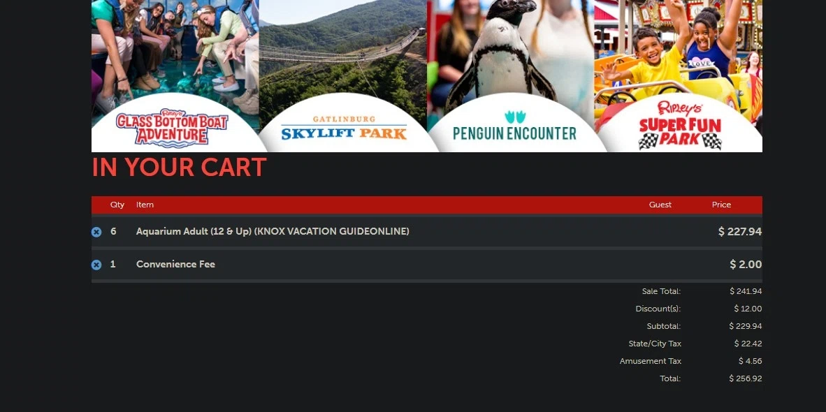Ripleys Myrtle Beach checkout page showing Ripleys Myrtle Beach promo code box | Screenshot taken by SimplyCodes community member on Sep 7, 2021