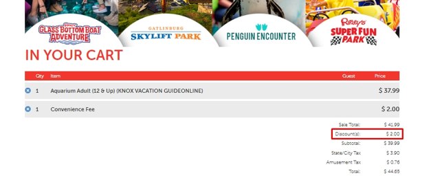 Ripleys Myrtle Beach checkout page showing Ripleys Myrtle Beach promo code box | Screenshot taken by SimplyCodes community member on Aug 9, 2021