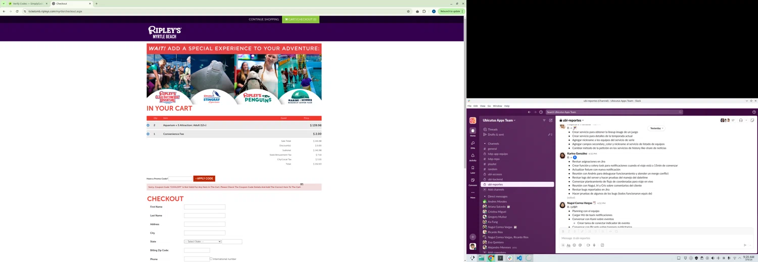 Ripleys Myrtle Beach checkout page showing Ripleys Myrtle Beach promo code box | Screenshot taken by SimplyCodes community member on Sep 3, 2024
