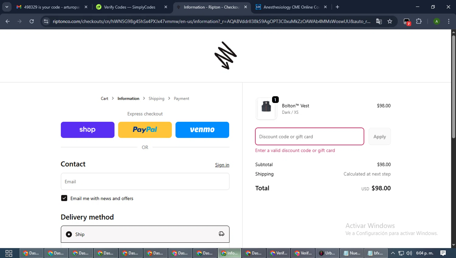 Ripton & Co. discount code screenshot showing code BuiltWithPurpose applied at Ripton & Co. checkout page. Uploaded by SimplyCodes community member CashLynx5338 on Nov 13, 2025