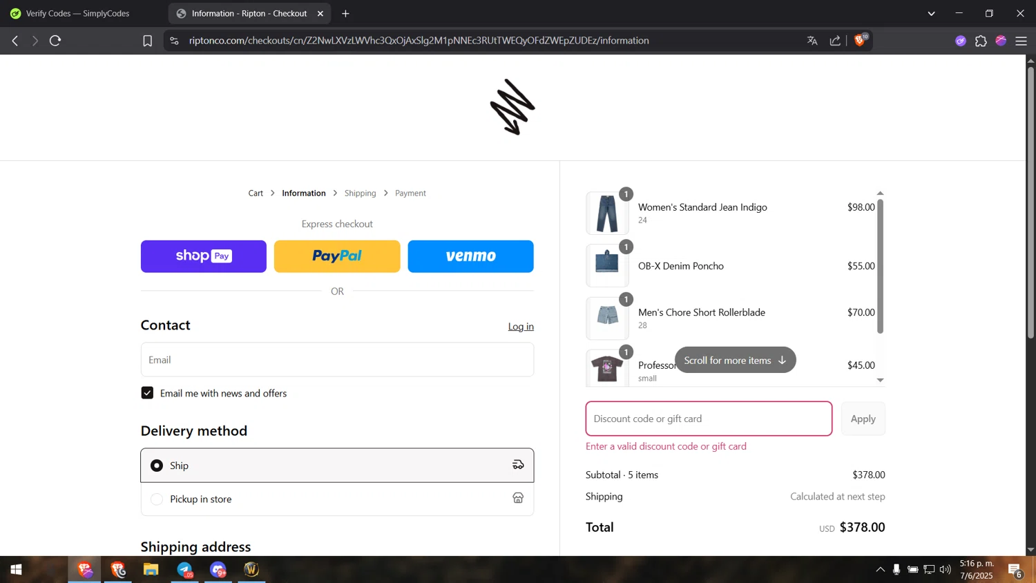 Ripton & Co. discount code screenshot showing code AnnieJDavis applied at Ripton & Co. checkout page. Uploaded by SimplyCodes community member Henyo36 on Jun 7, 2025
