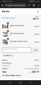 FOMO15 coupon verification screenshot