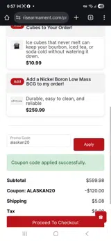 alaskan20 coupon verification screenshot