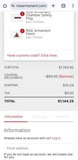 Welcome10 coupon verification screenshot