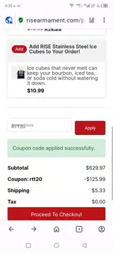 RTT20 coupon verification screenshot